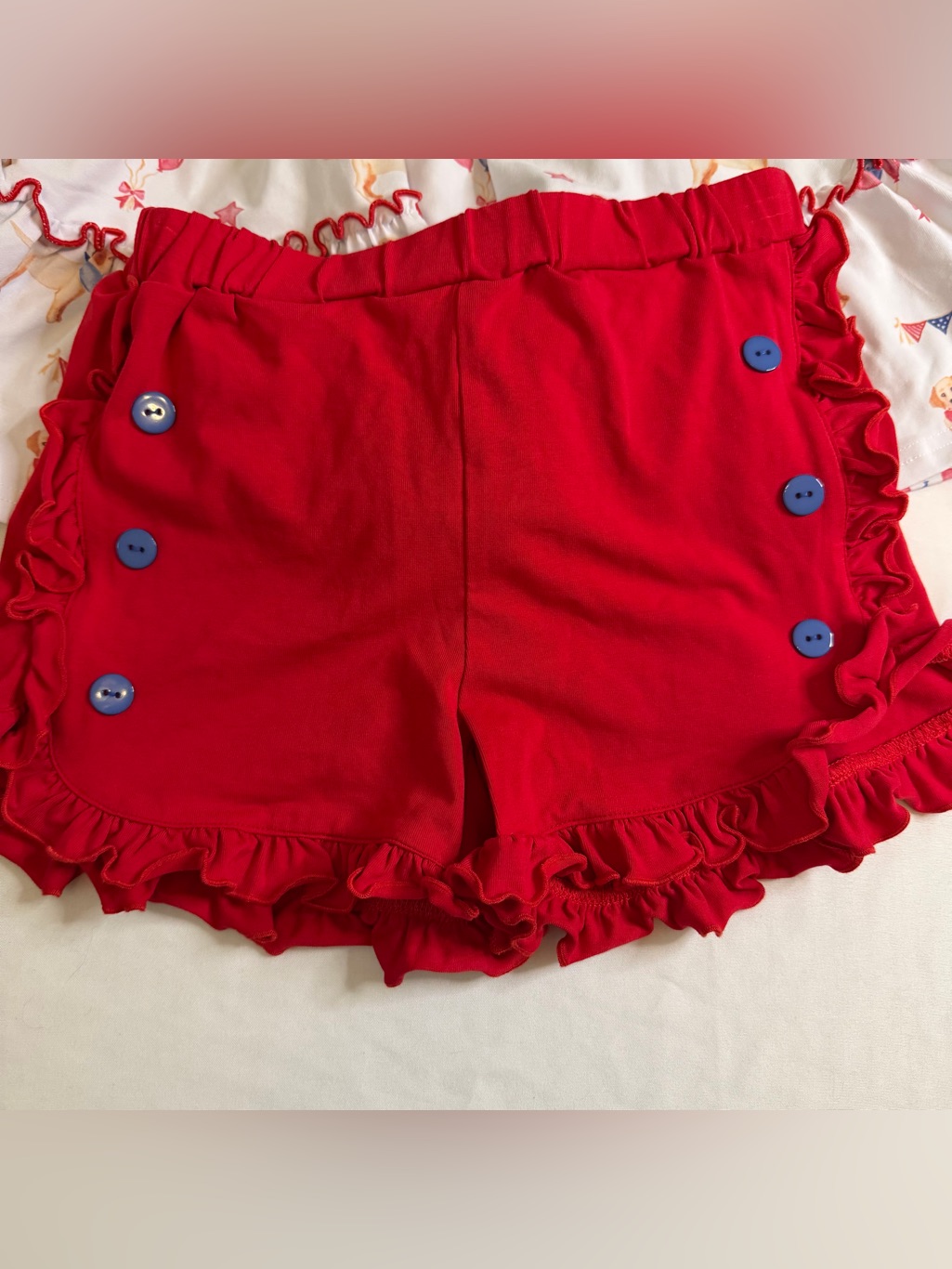 Serendipity By Shrimp & Grits Kids Patriotic Puppy Ruffle Short Set Medium — image 4 of 7
